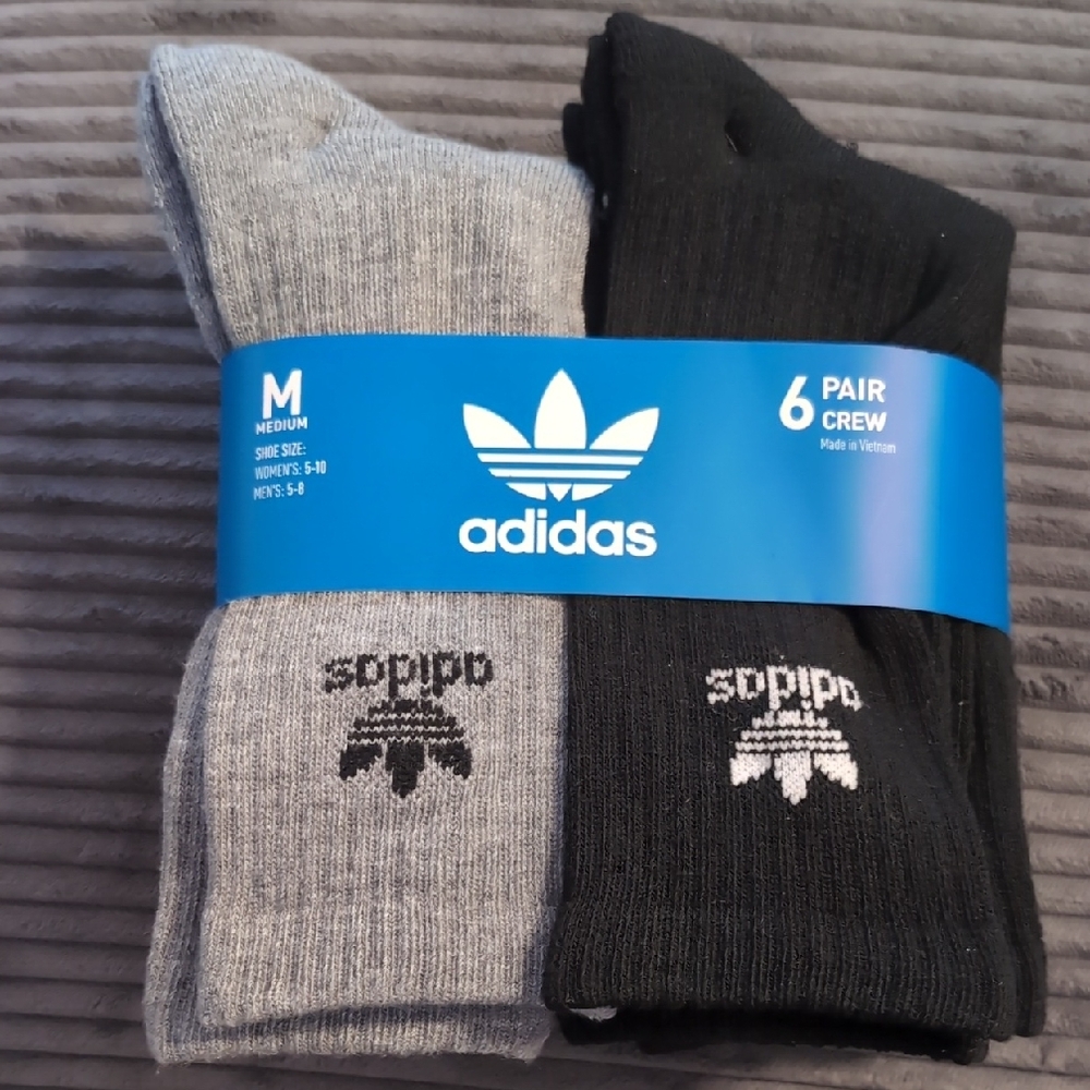 Adidas Athletic Crew Socks - Black and Gray
